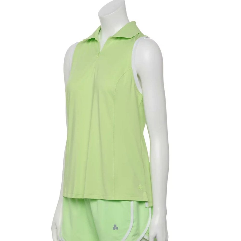 NEW Tek Gear XL Green Sleeveless 1/4 Zip Tank Top Golf Shirt